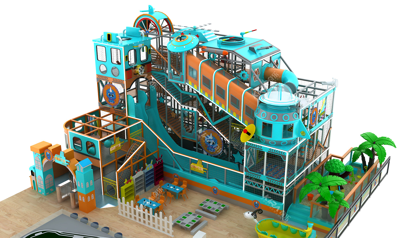 麒麟天宮是奇樂集團在2020年，在青島做的兒童樂園-彈跳迷宮，這個麒麟天宮也是屬于兒童樂園的一種，